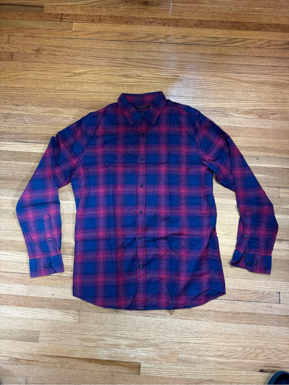 Banana Republic Men's Red & Blue Slim Fit Luxe Flannel Large Tall LT